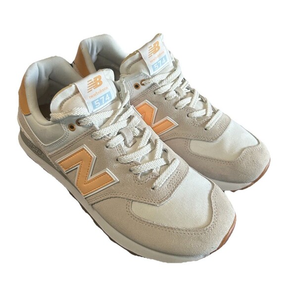 New Balance 574 Womens Size 9B Suede Mesh Gray Orange Sneaker Shoes WL574COR - Picture 2 of 10